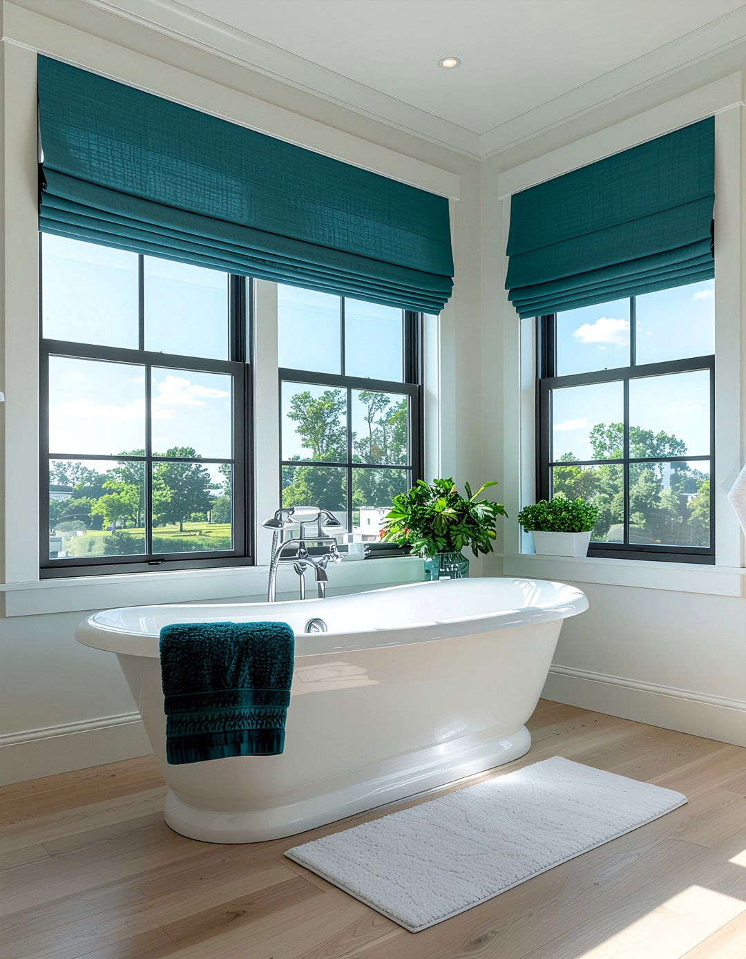 Teal bathroom window - 30 cool teal bathroom ideas