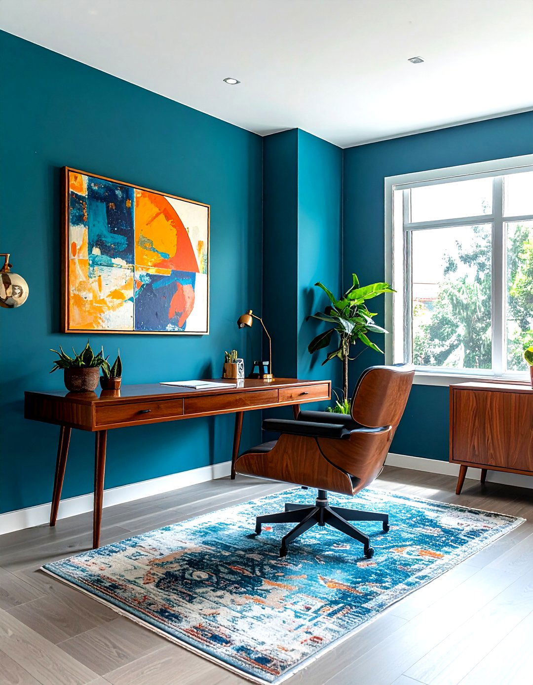 Teal blue accent wall - 30 blue paint color ideas