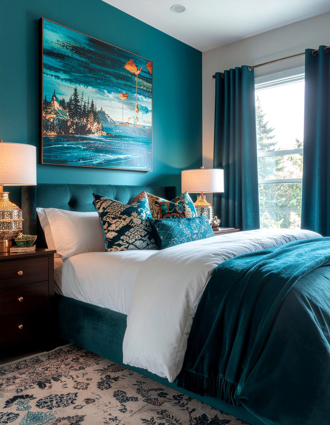 Teal blue drapes - 30 bedroom drapes