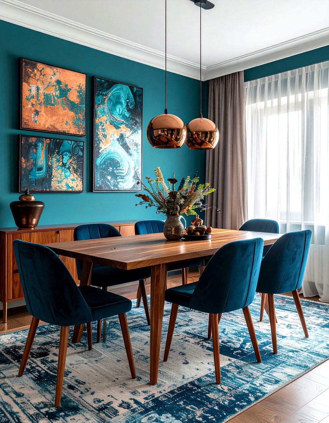 Teal dining room - 30 dining room paint ideas