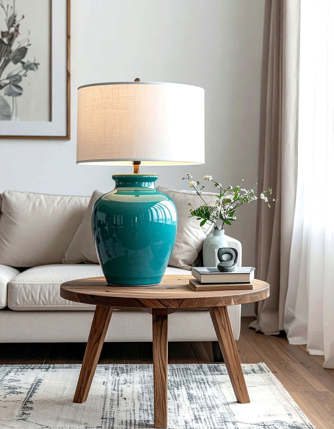 Teal farmhouse lamp - 30 farmhouse teal living room ideas