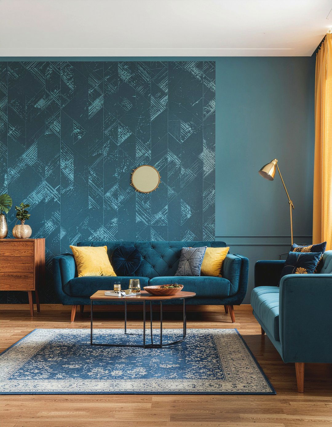 Teal geometric wallpaper - 30 living room geometric wallpapers