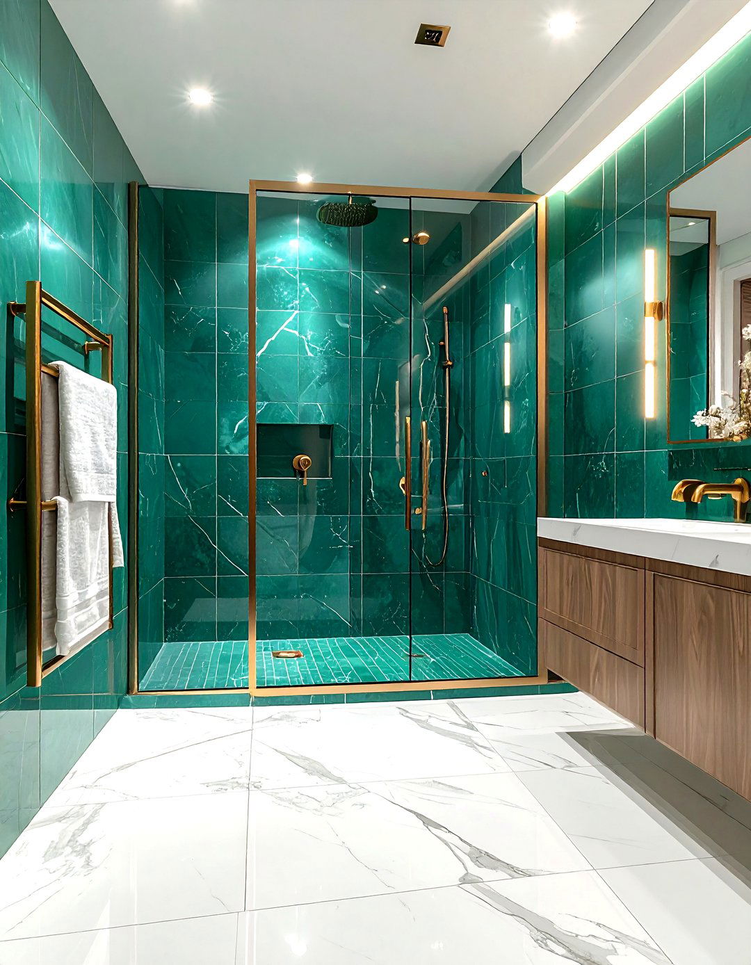 Teal green bathroom tile - 30 green decor ideas