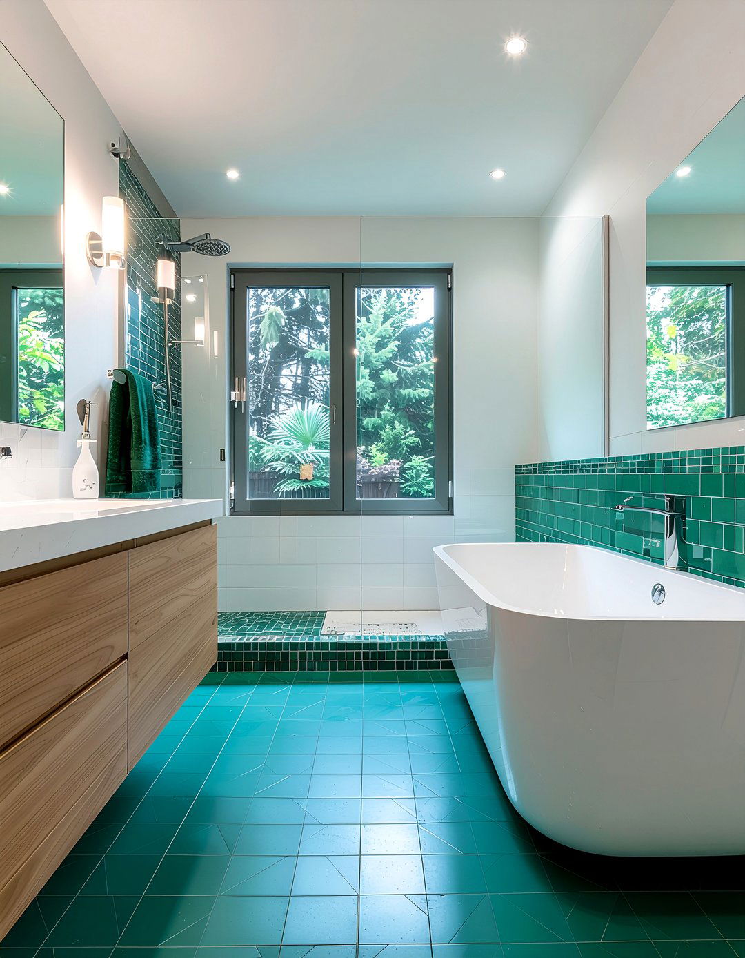 Teal green bathroom - 30 cool green bathroom ideas