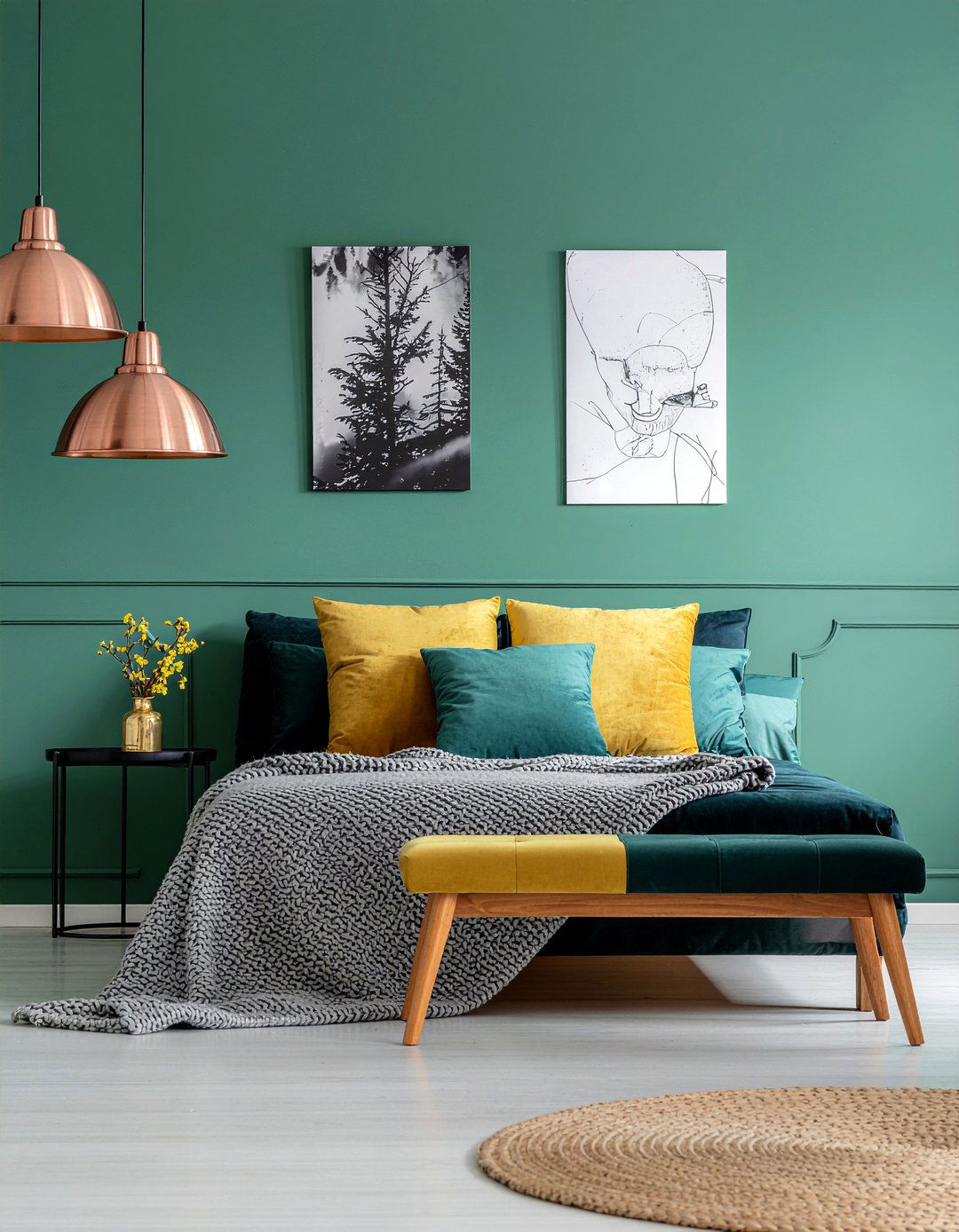 Teal green bedroom - 30 bedroom green walls