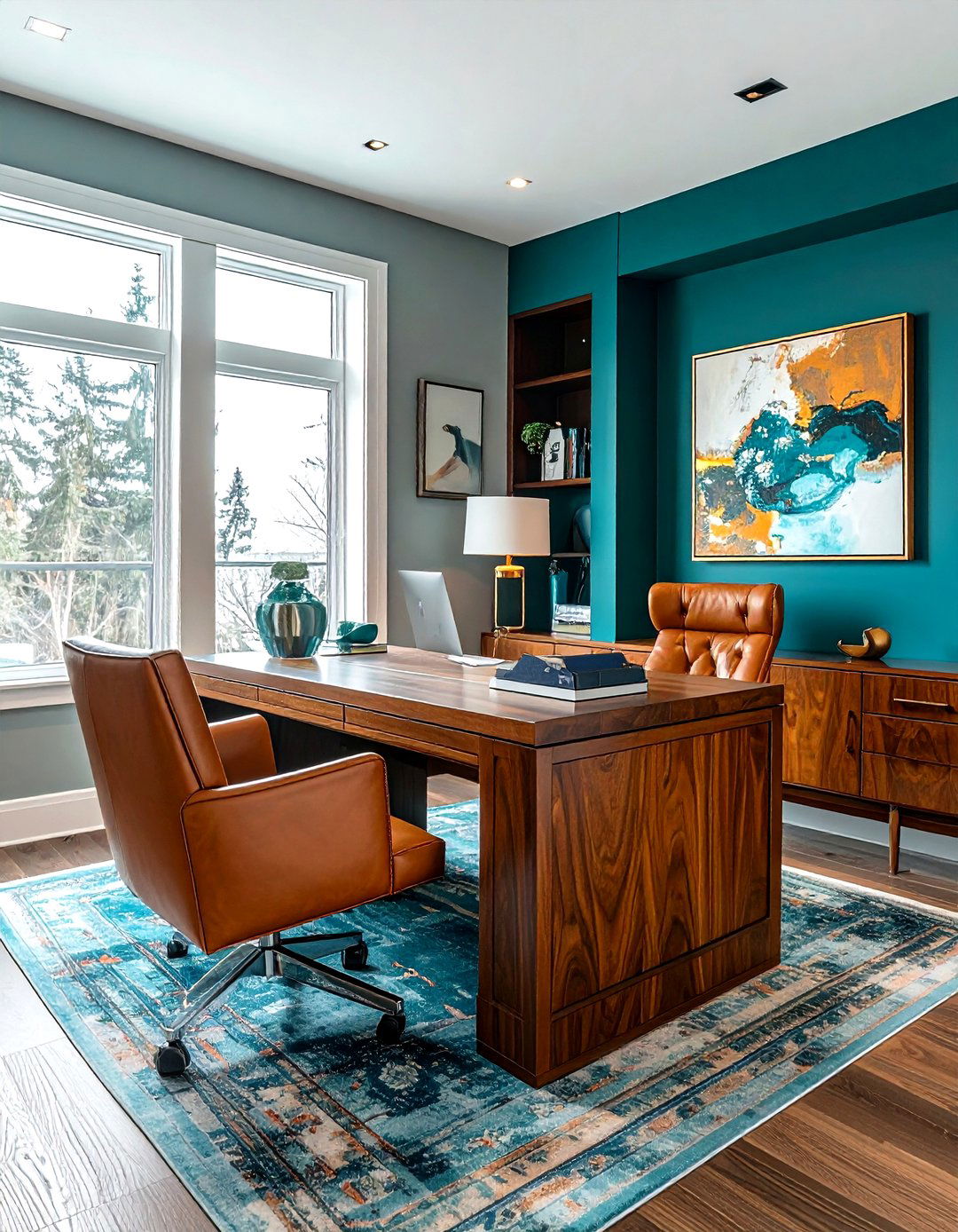 Teal home office - 30 cool paint color ideas