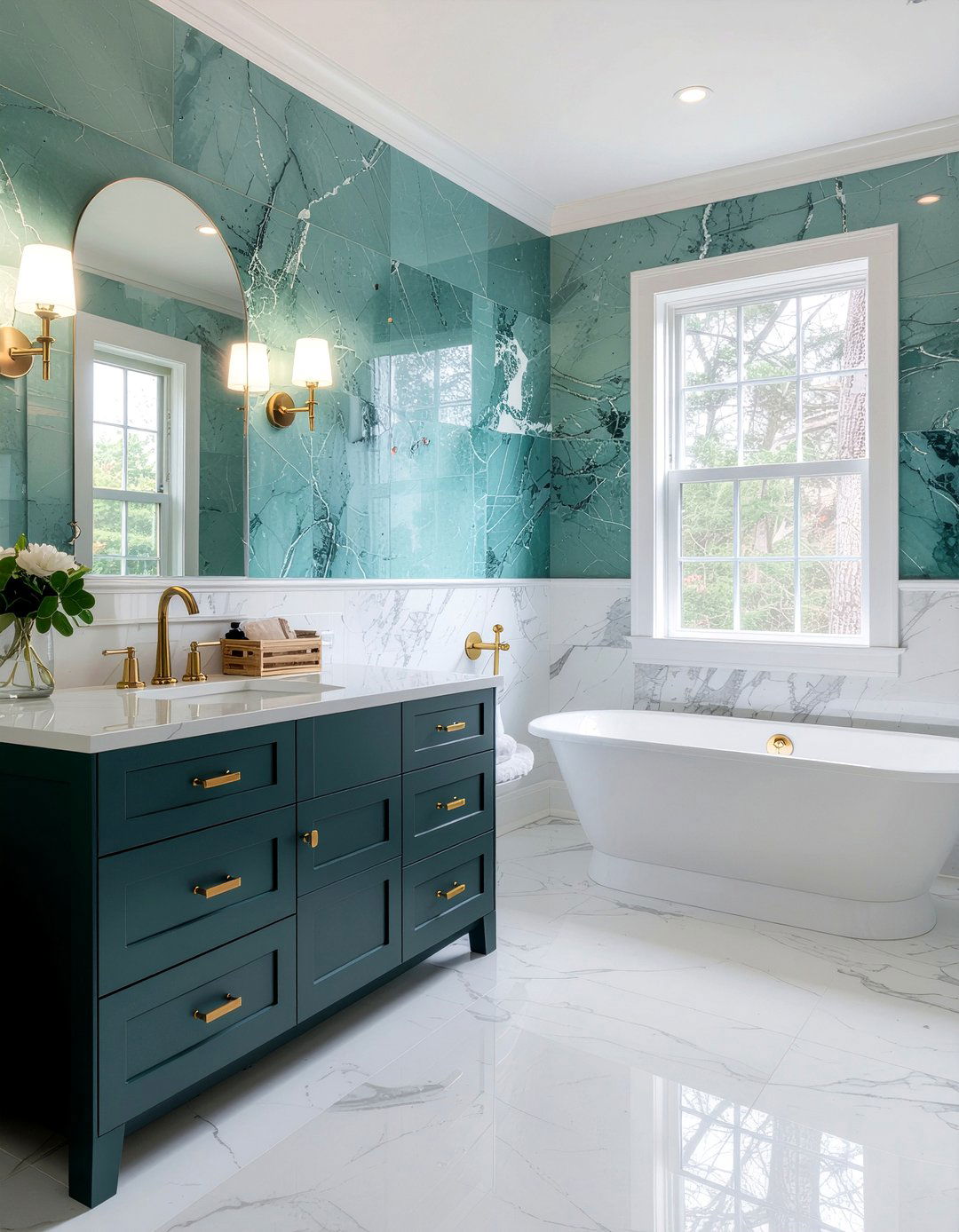 Teal marble bathroom - 30 cool teal bathroom ideas