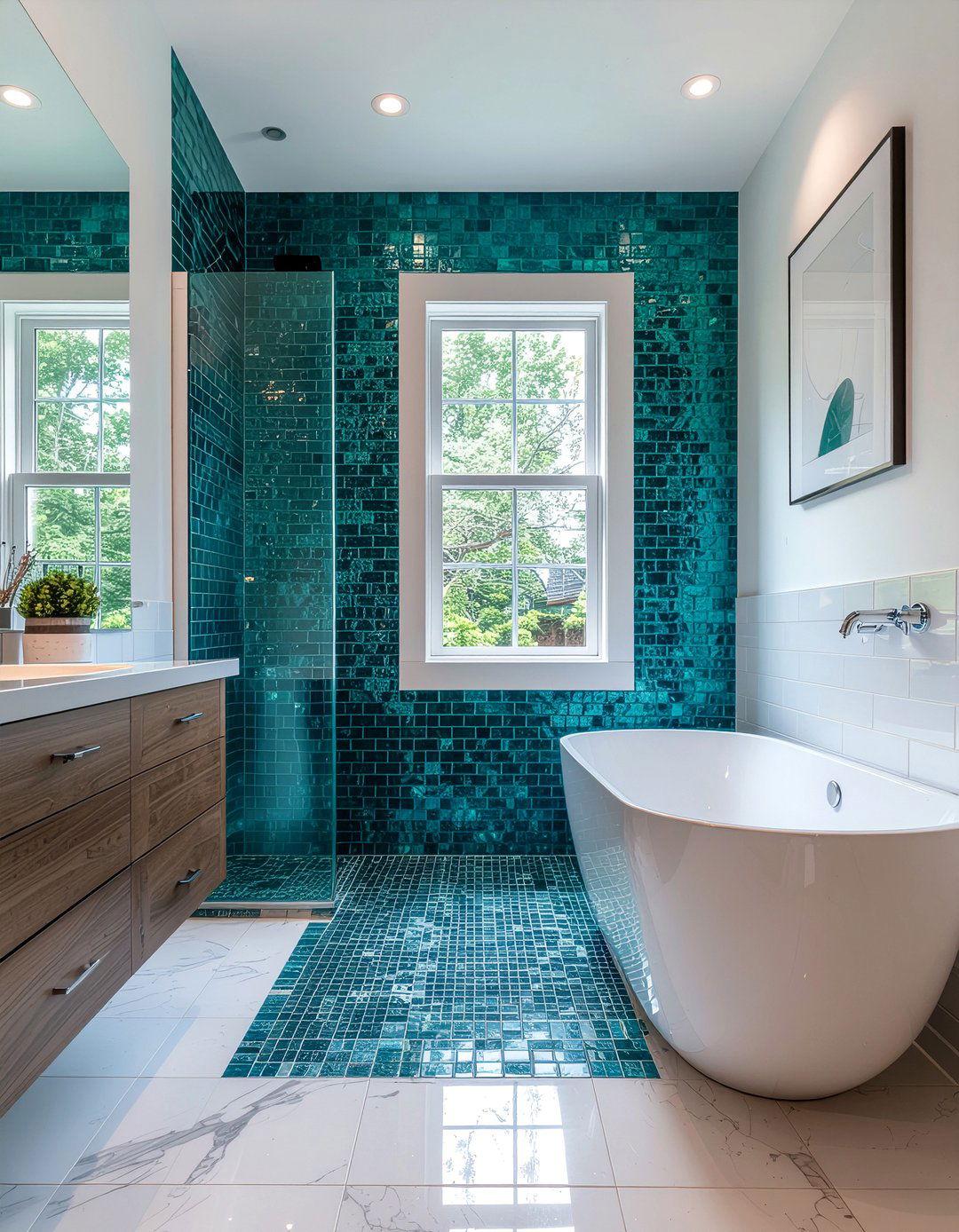 Teal penny tile bathroom - 30 cool teal bathroom ideas
