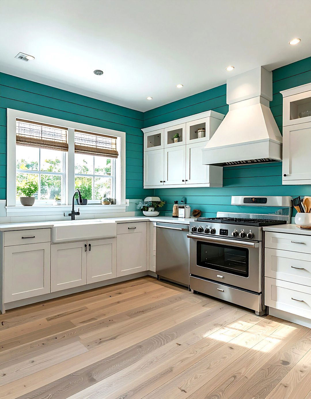 Teal shiplap kitchen - 30 kitchen shiplap ideas