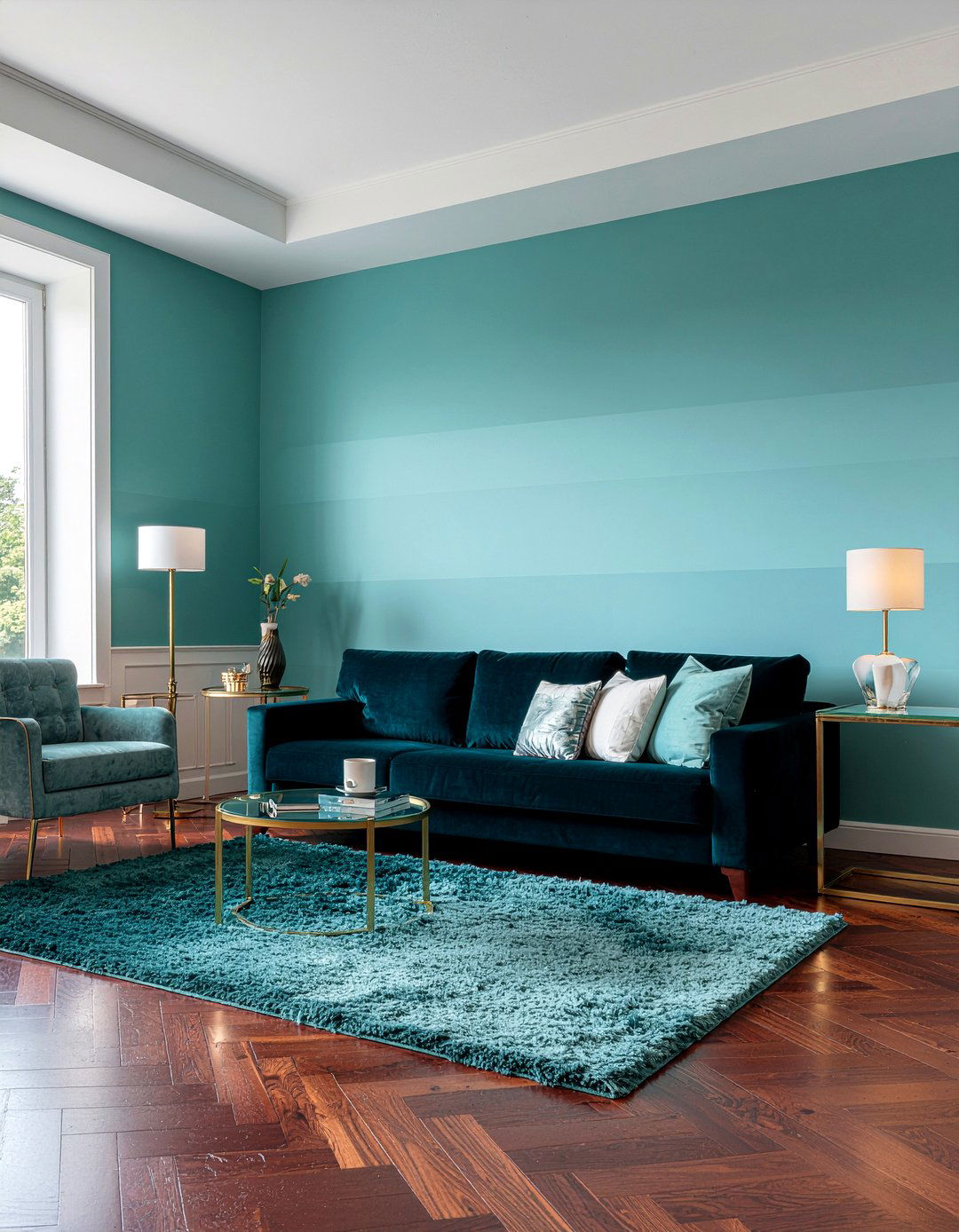 Teal striped wallpaper - 30 living room striped wallpapers