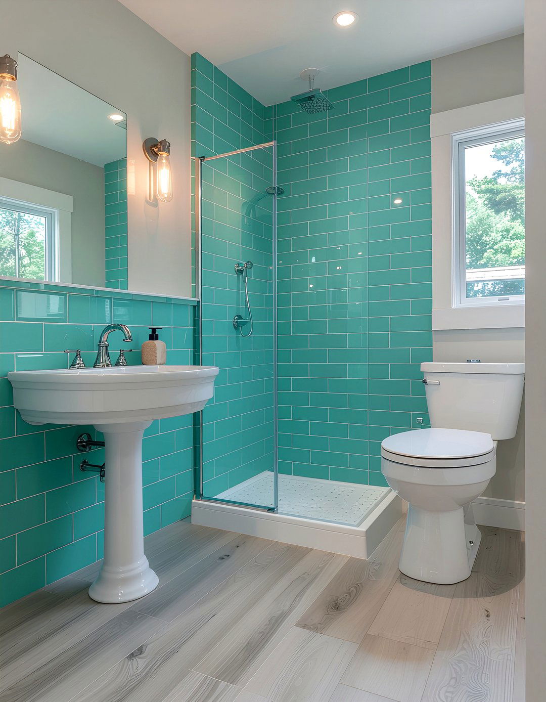 Teal subway tile bathroom - 30 cool teal bathroom ideas