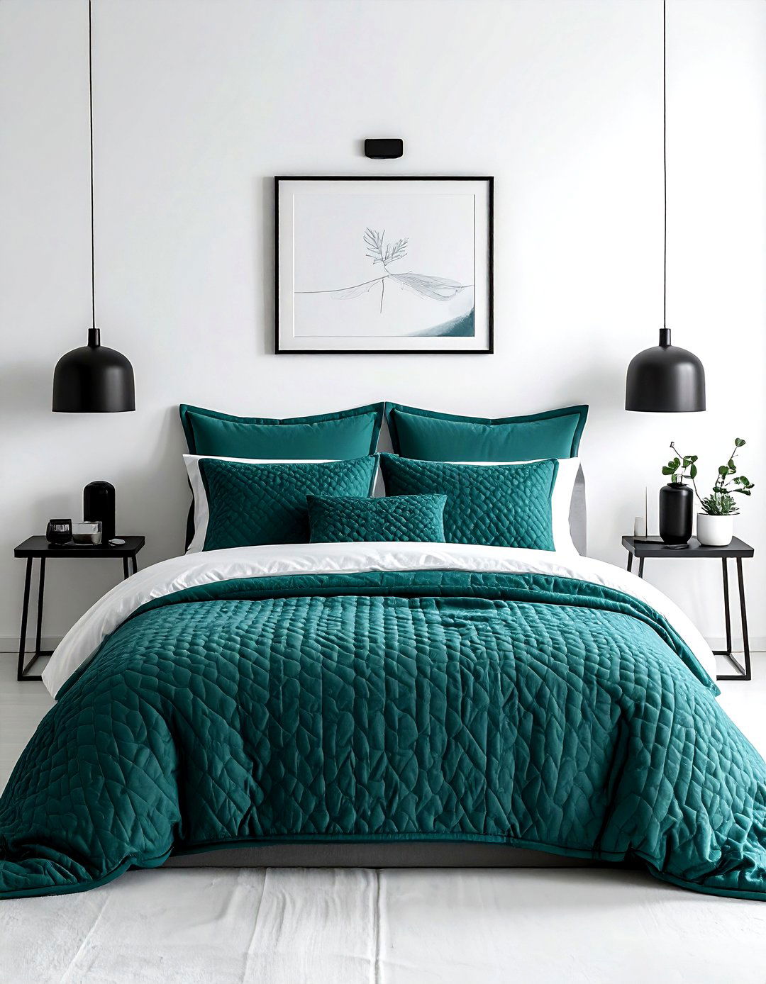 Teal textured bedding - 30 minimalist teal bedroom ideas