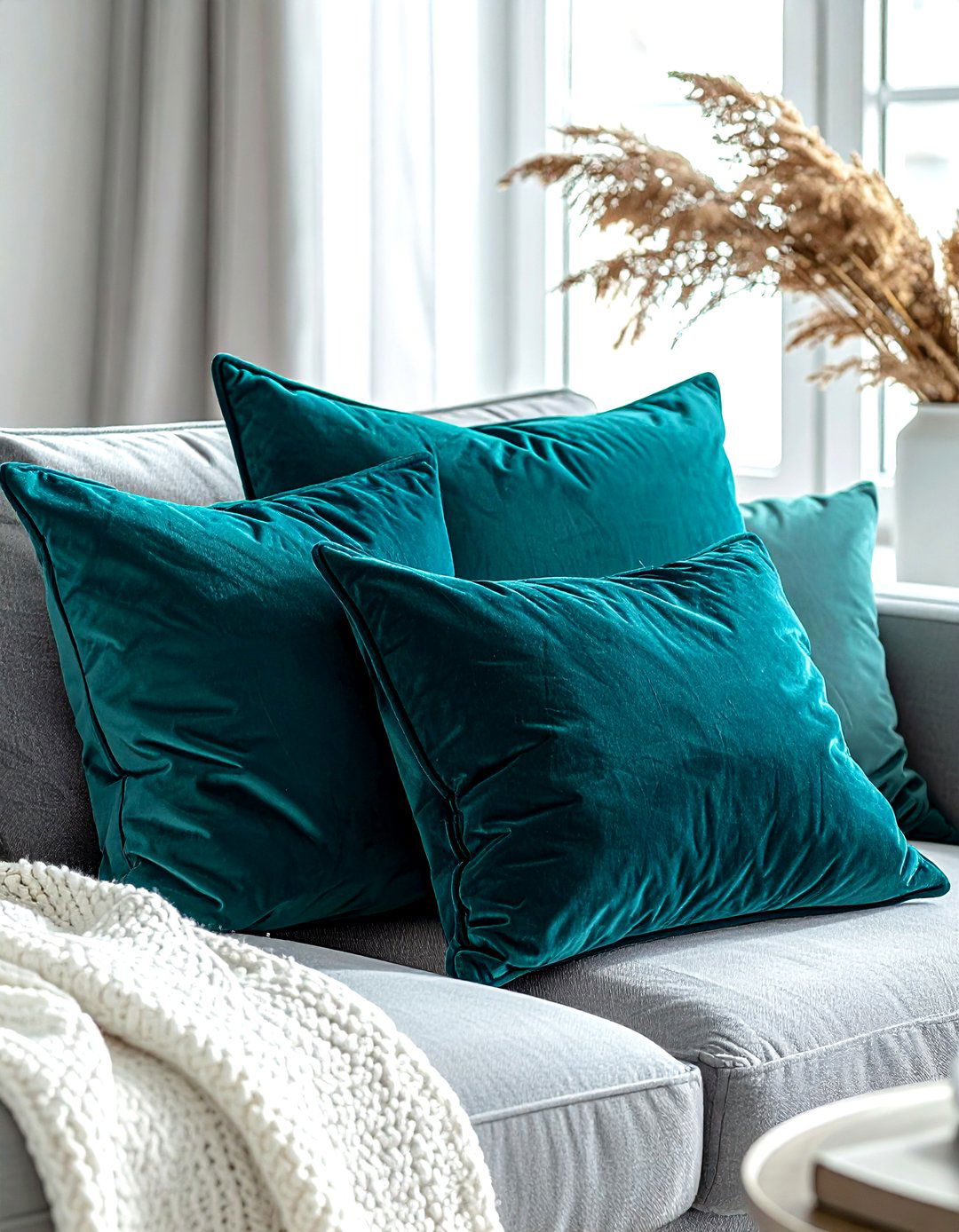 Teal throw pillows - 30 minimalist teal living room ideas