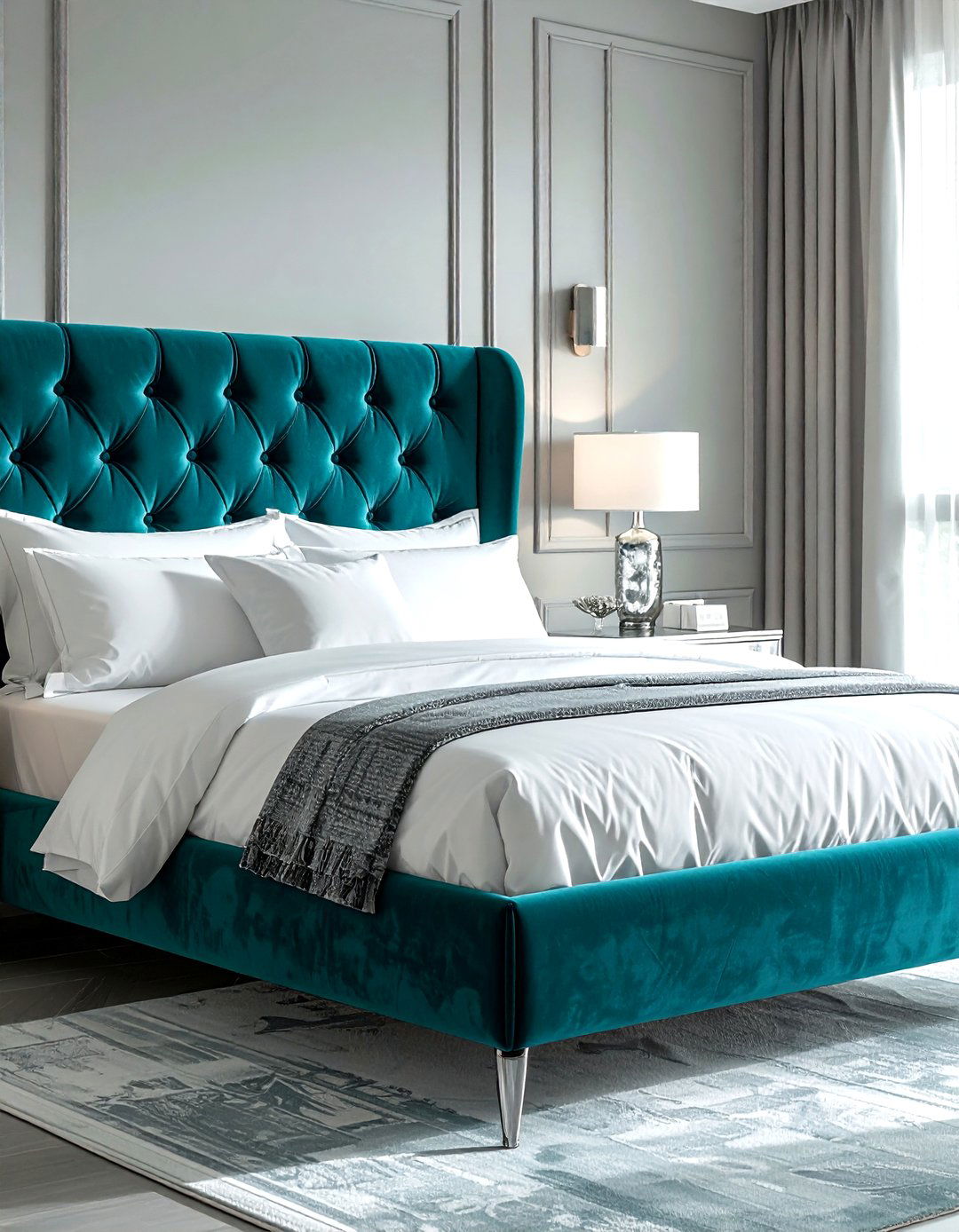 Teal velvet bed bedroom - 30 contemporary teal bedroom ideas