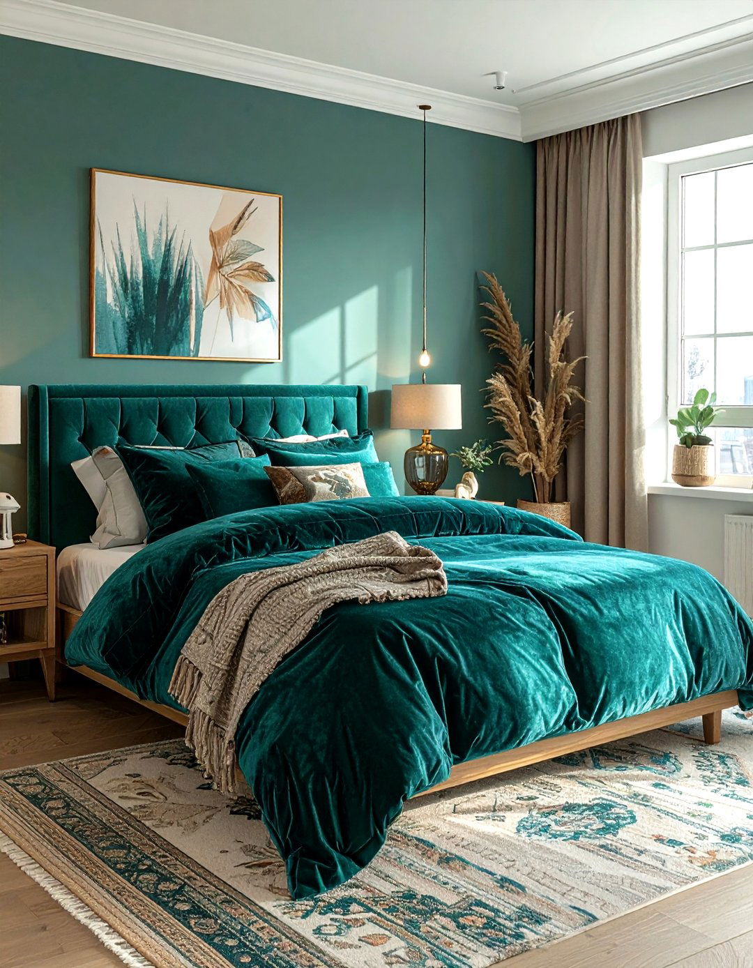 Teal velvet bedding bedroom - 30 bohemian teal bedroom ideas