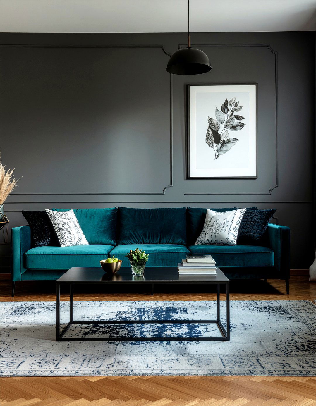 Teal velvet seating - 30 velvet living room ideas