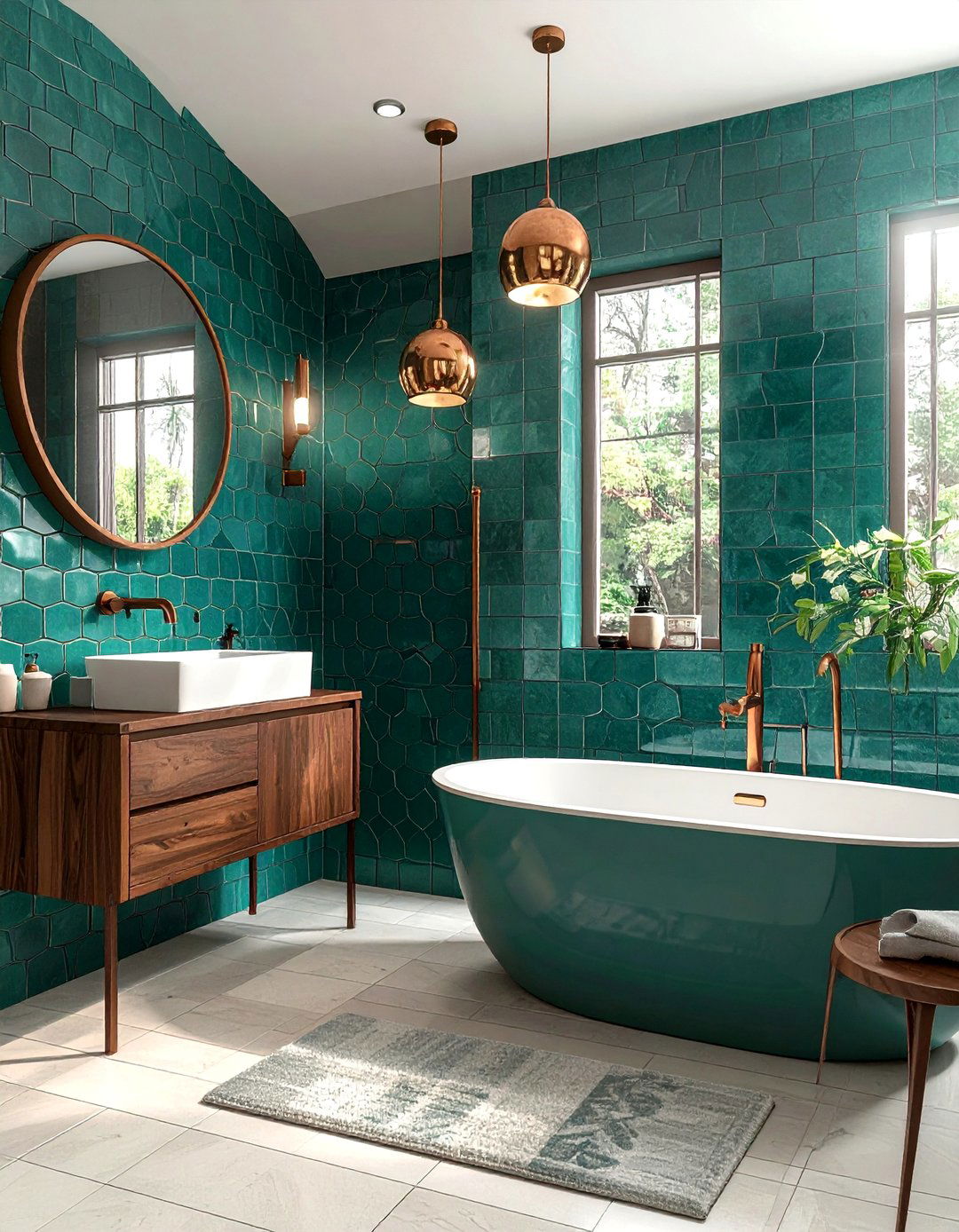 Teal zellige bathroom - 30 zellige tile bathroom ideas