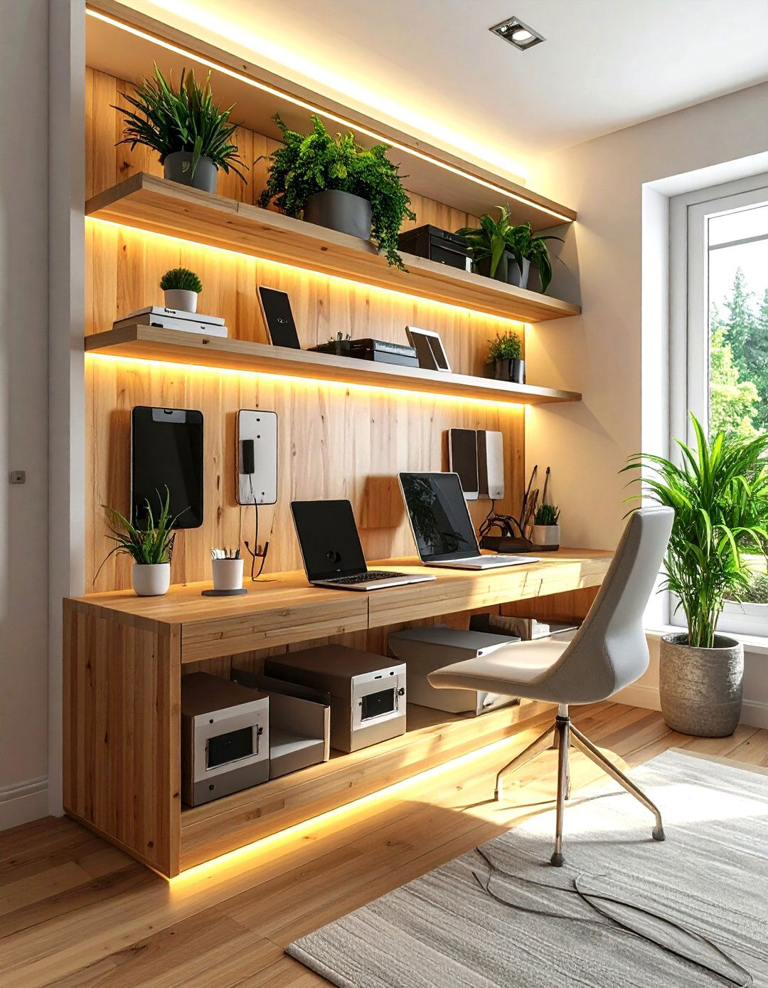 Tech charging station - 30 home office organization ideas