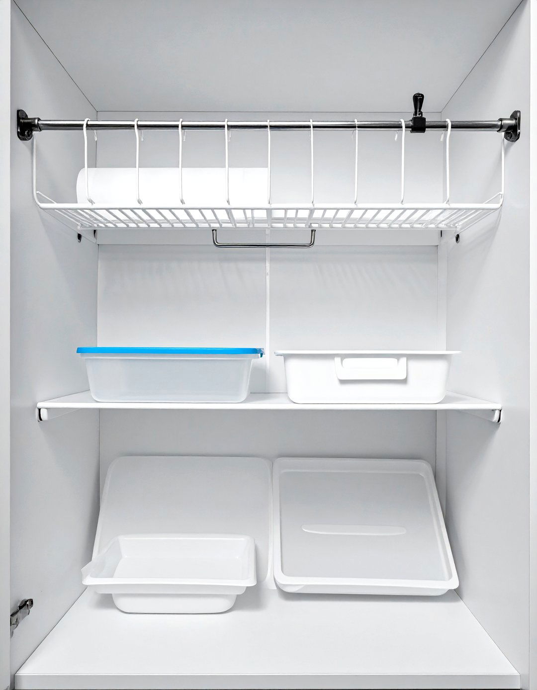 Tension Rod Dividers - 30 small kitchen storage ideas