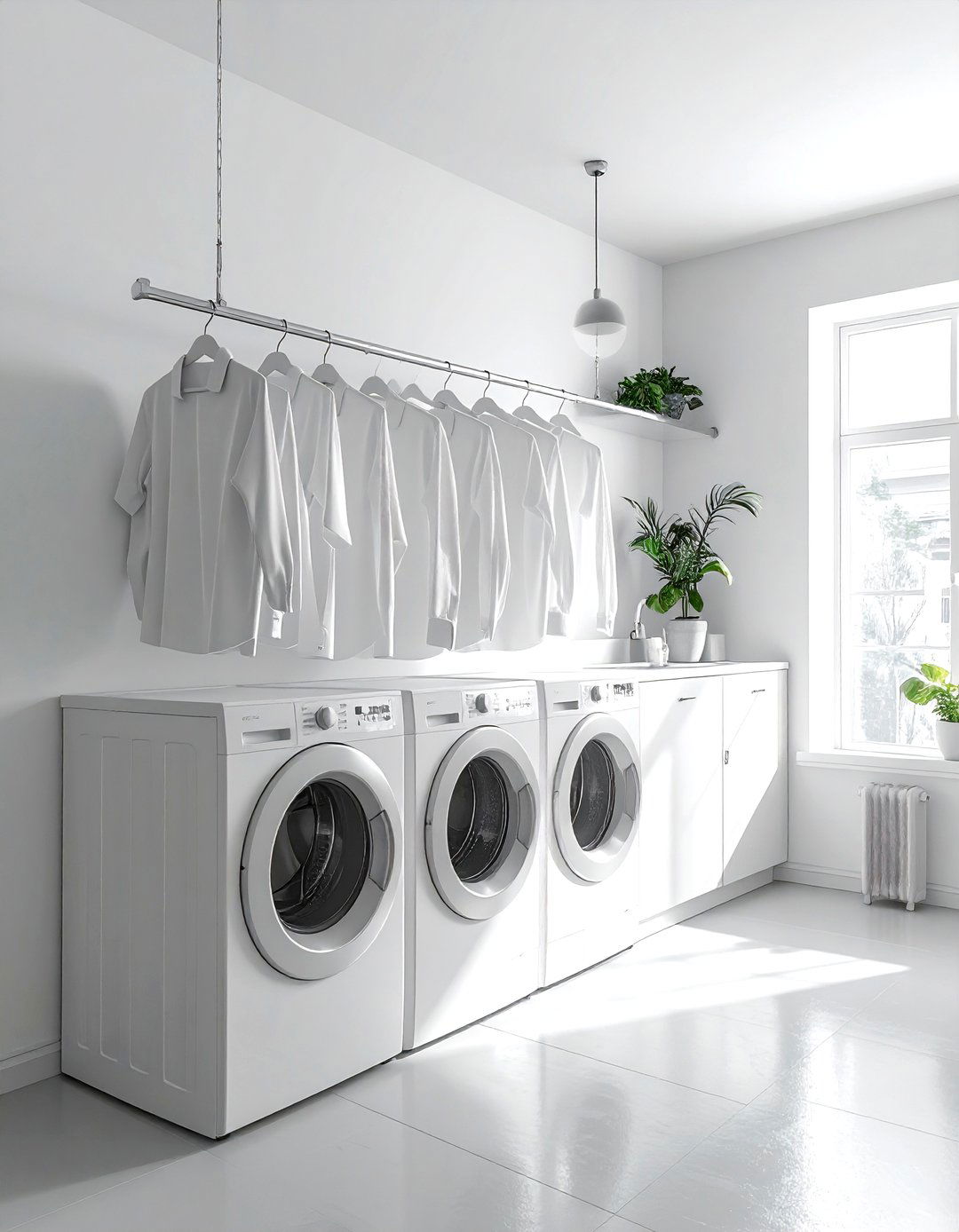Tension Rod Hanging Space - 30 laundry room storage ideas