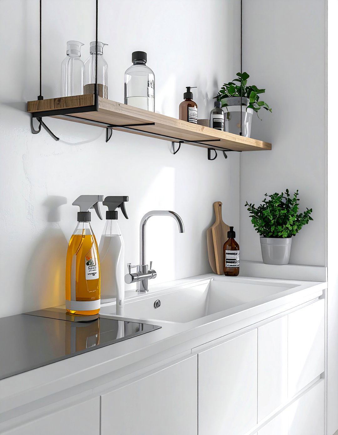 Tension Rod Shelf - 30 space-saving kitchen ideas