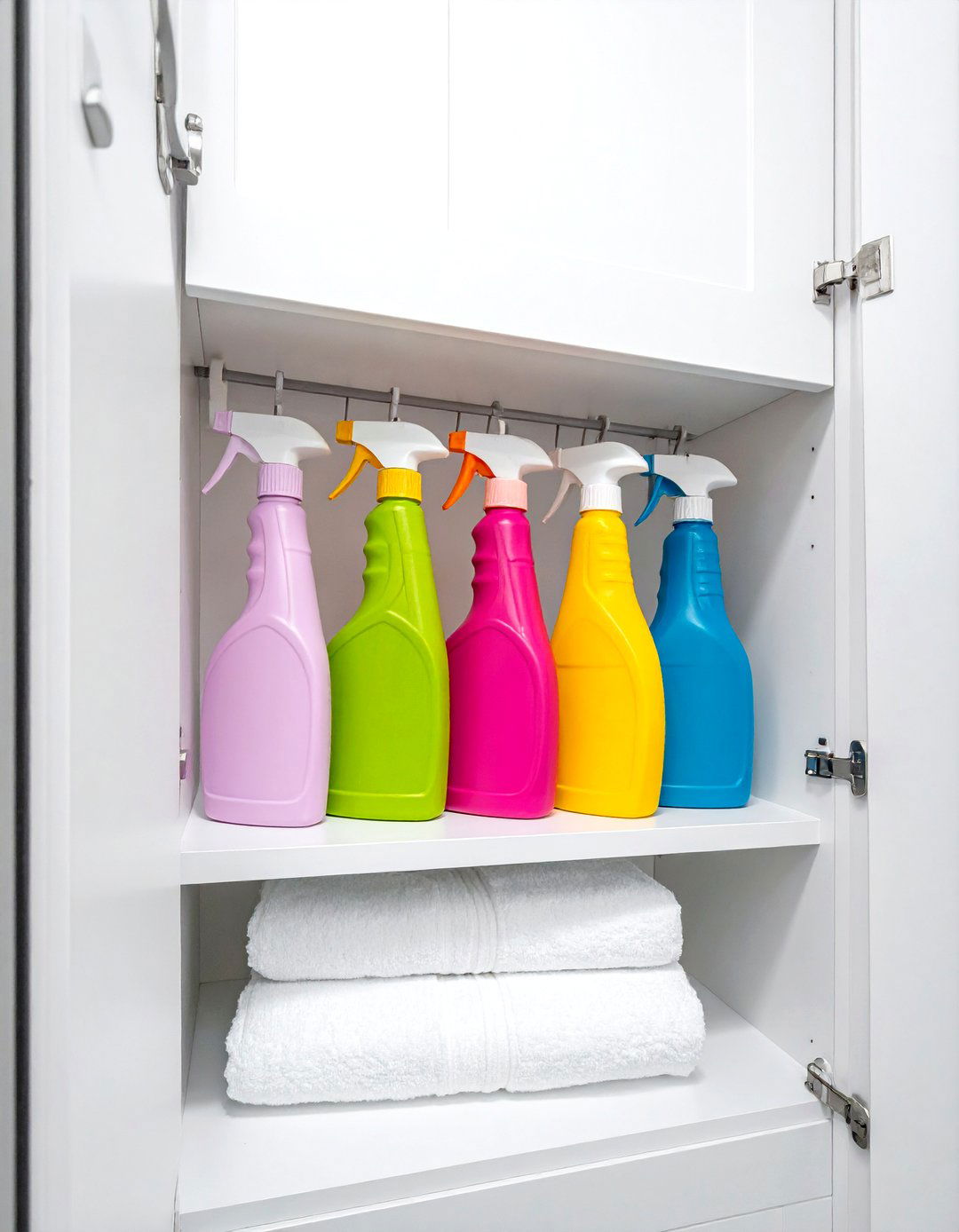 Tension Rod Spray Bottle Holder - 30 under sink bathroom storage ideas