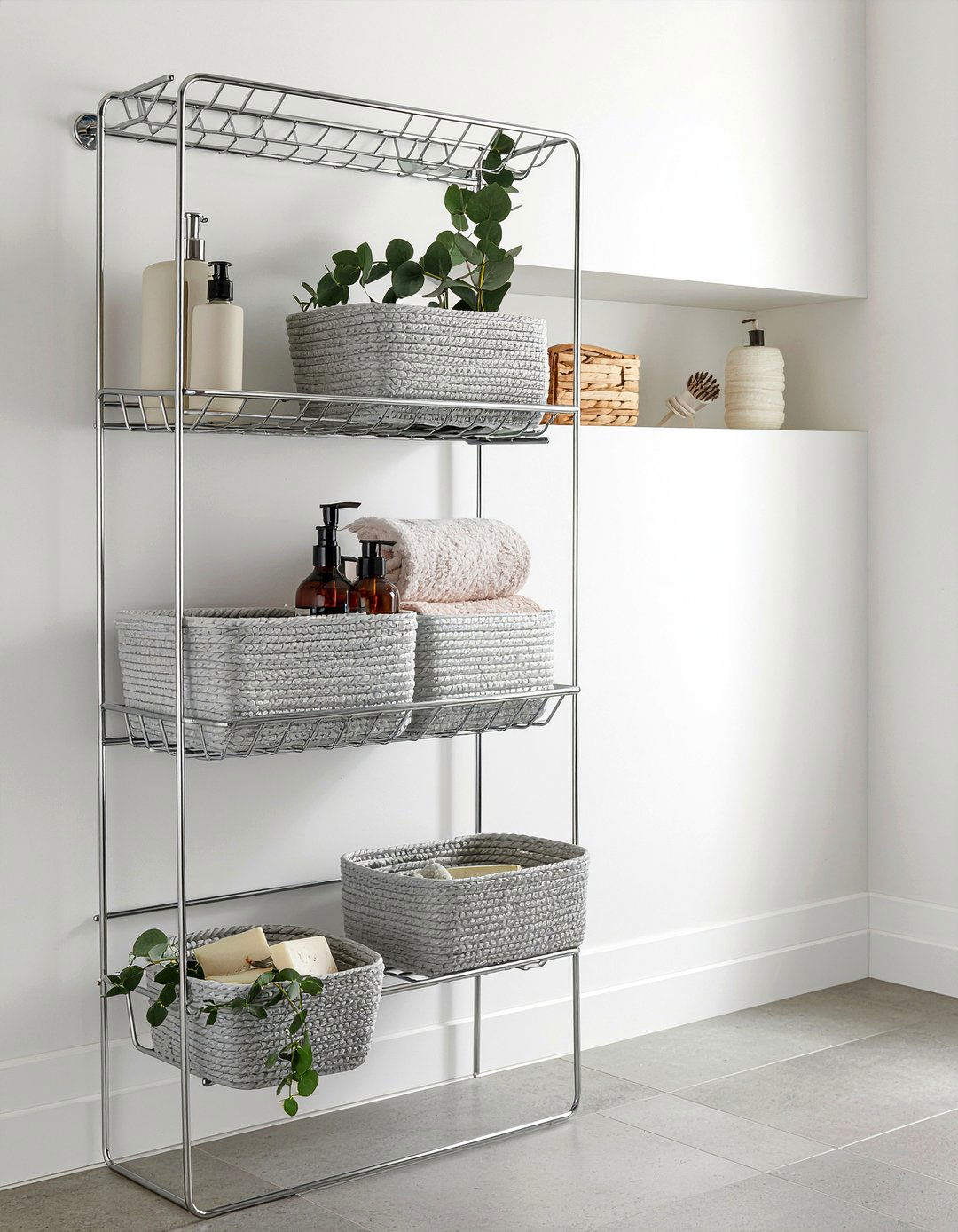 Tension pole shower caddy - 30 bathroom caddy ideas