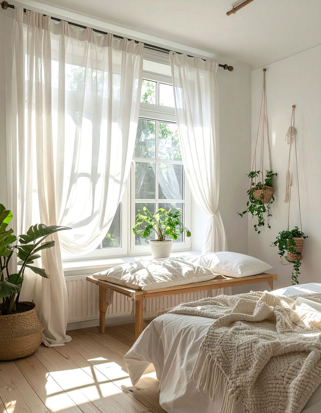 Tension rod curtains - 30 removable bedroom ideas