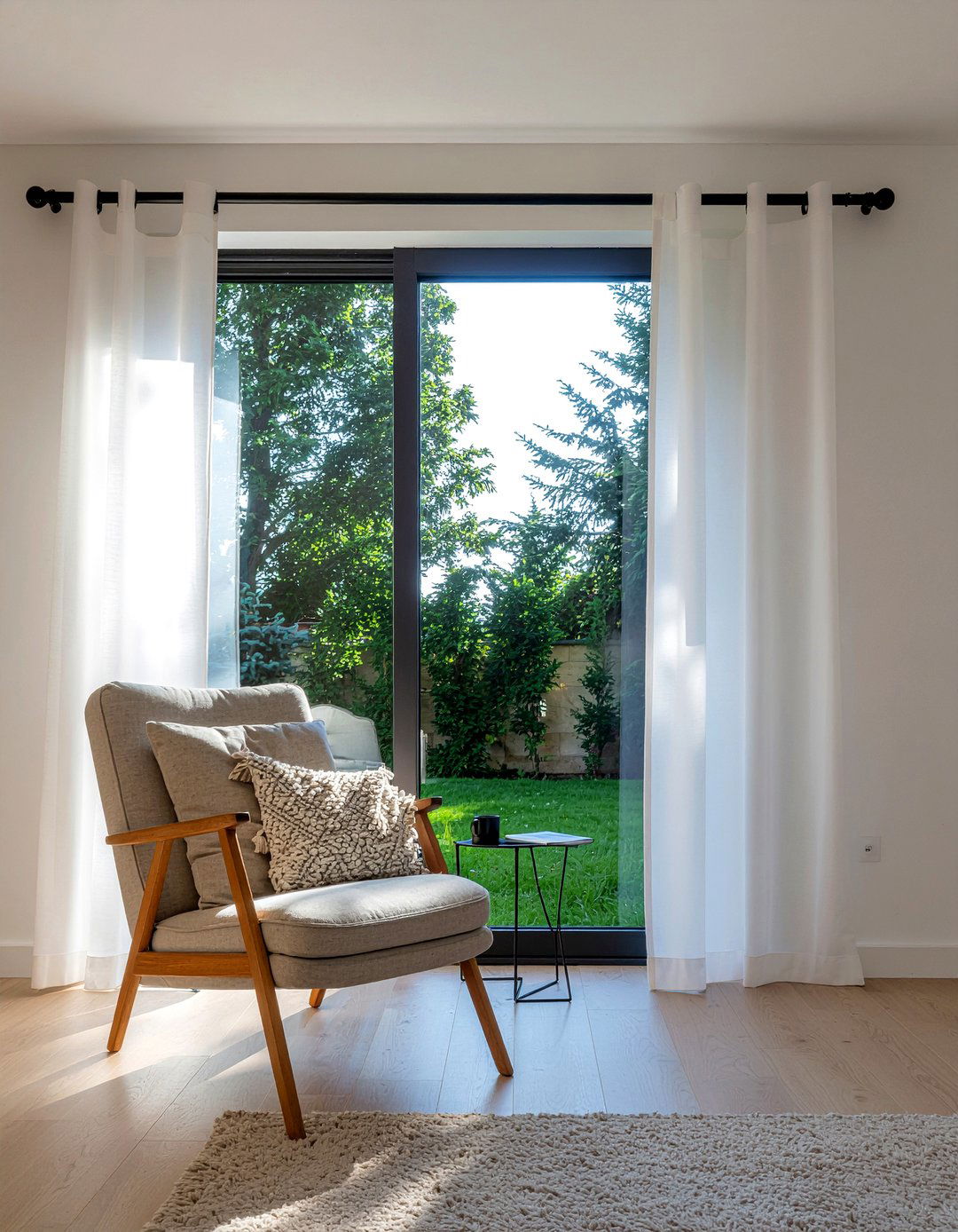 Tension rod for curtains - 30 renter living room ideas
