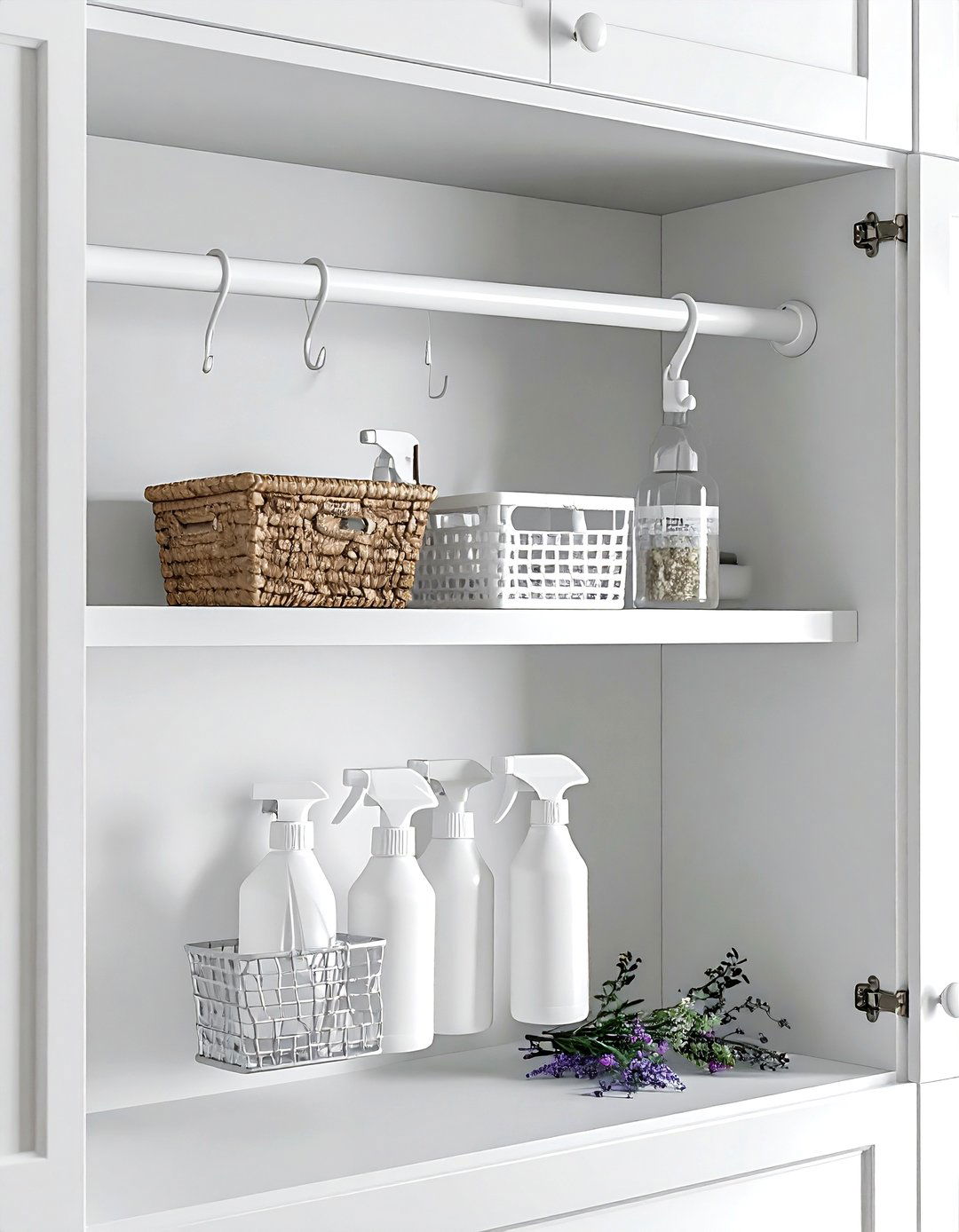 Tension rod organizer - 30 bathroom storage hacks