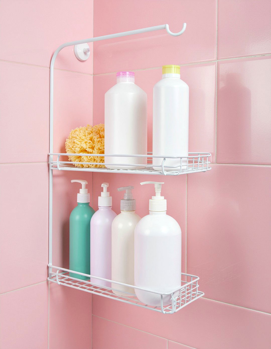 Tension rod shower shelf - 30 affordable bathroom ideas
