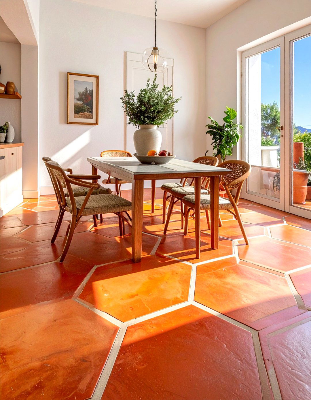 Terra Cotta Floor Tile - 30 Tuscan dining room ideas