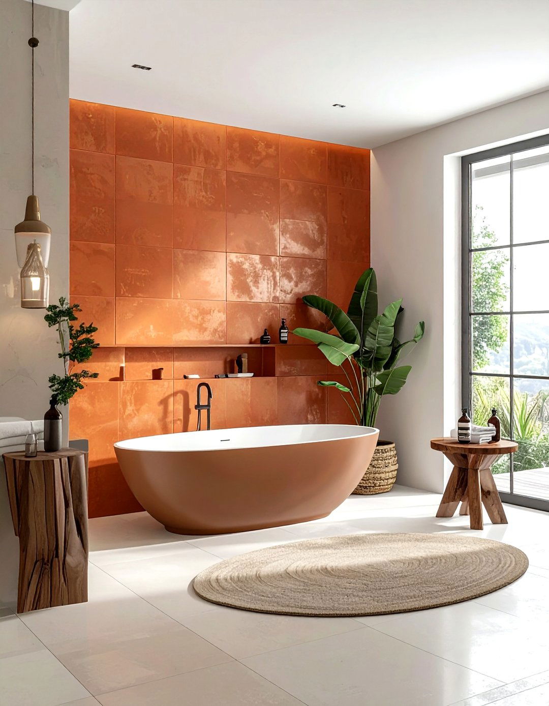 Terracotta Accent Wall Bathroom - 30 terracotta bathroom ideas