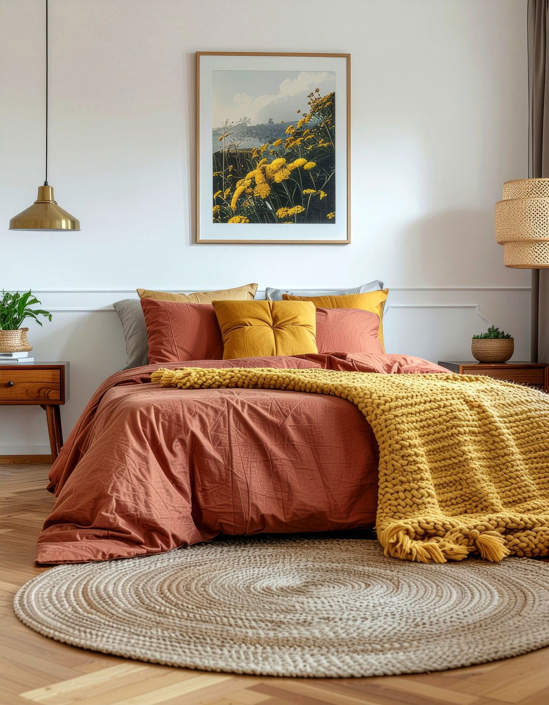 Terracotta And Mustard Yellow Accents - 30 terracotta bedroom ideas