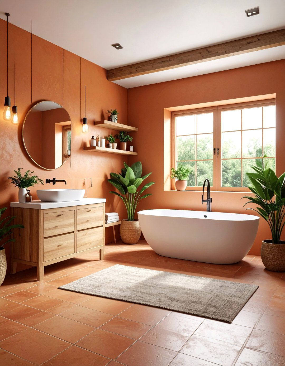 Terracotta And Wood Bathroom - 30 terracotta bathroom ideas