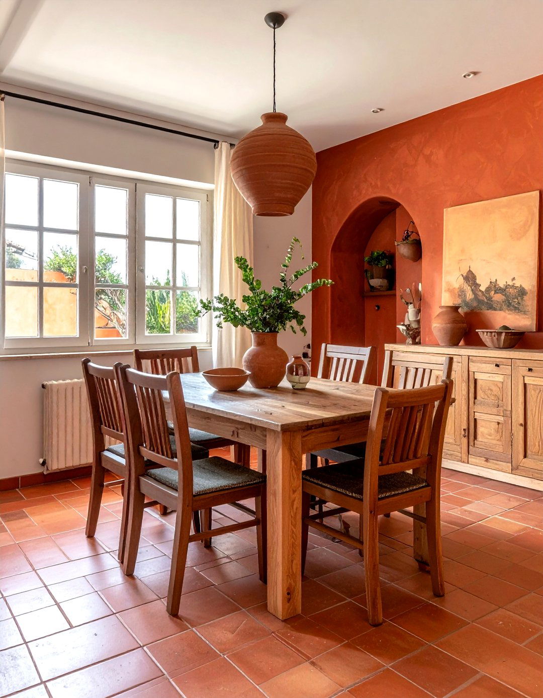 Terracotta And Wood Dining Room - 30 warm brown dining room ideas