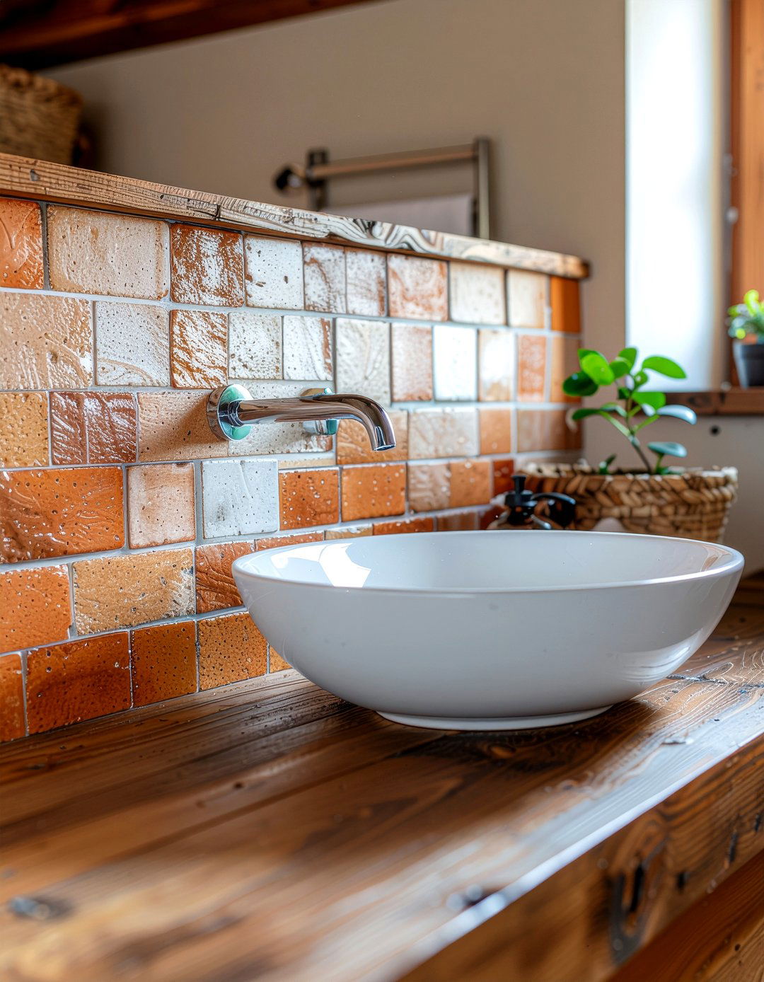 Terracotta Backsplash - 30 rust bathroom ideas