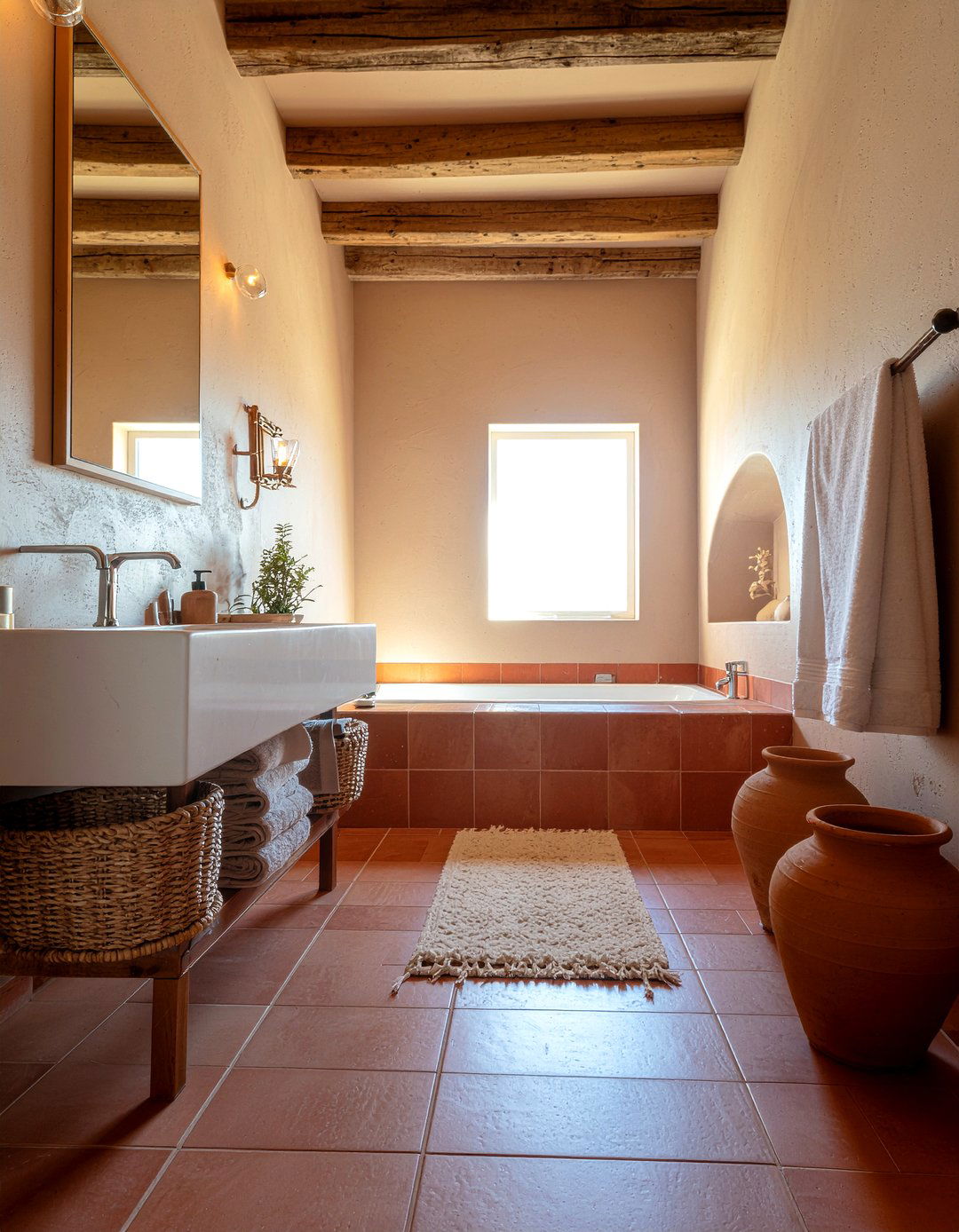 Terracotta Bathroom - 30 monochromatic bathroom ideas