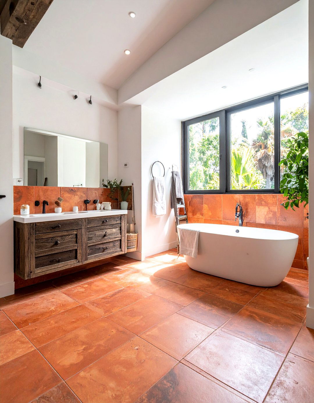 Terracotta Bathroom Tile - 30 earthy bathroom ideas