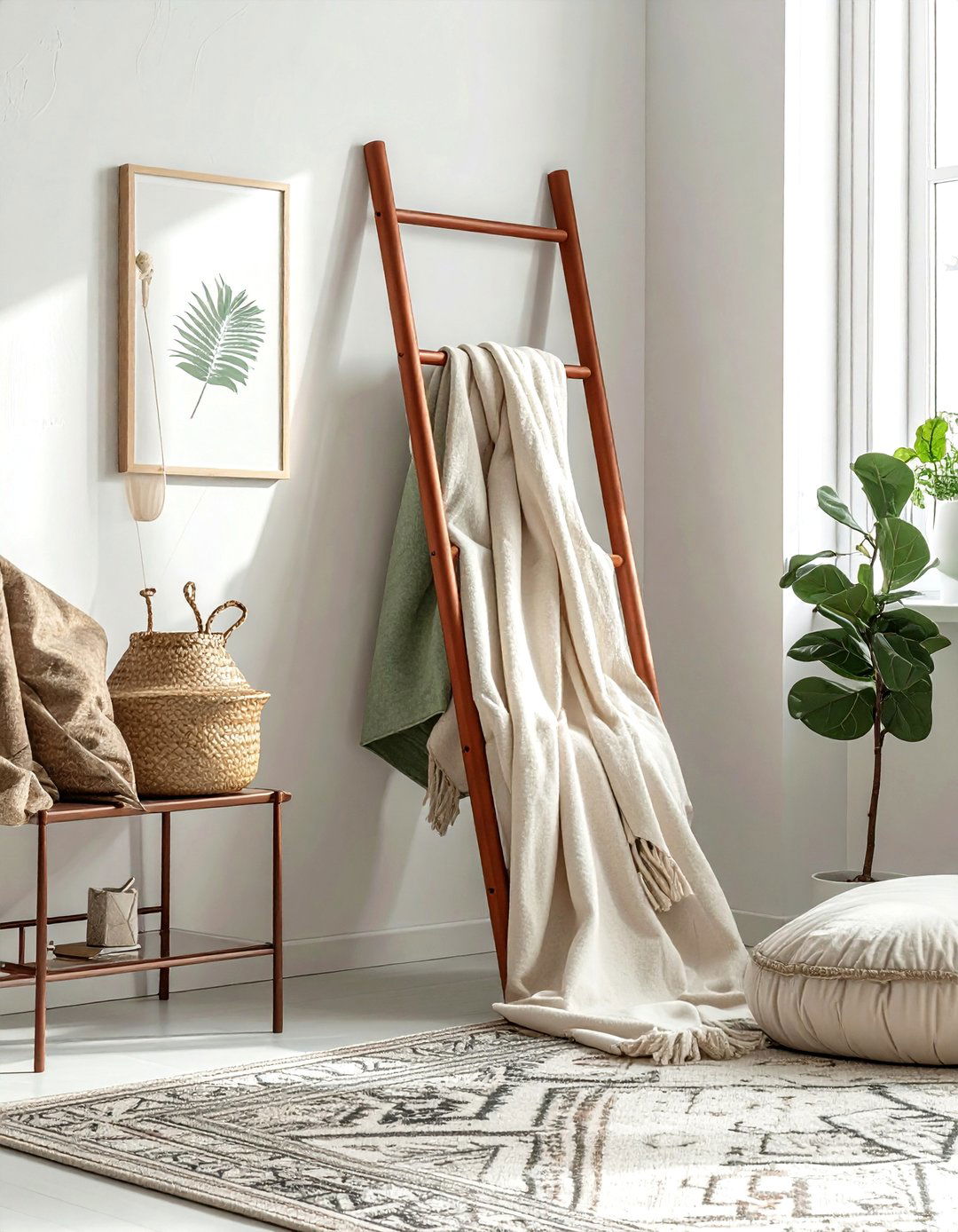 Terracotta Blanket Ladder - 30 terracotta decor ideas