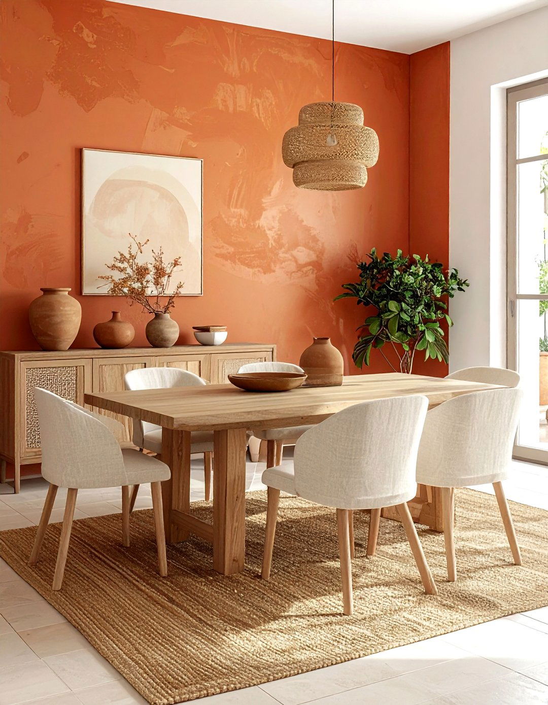 Terracotta Dining Room Wall - 30 sunset dining room ideas