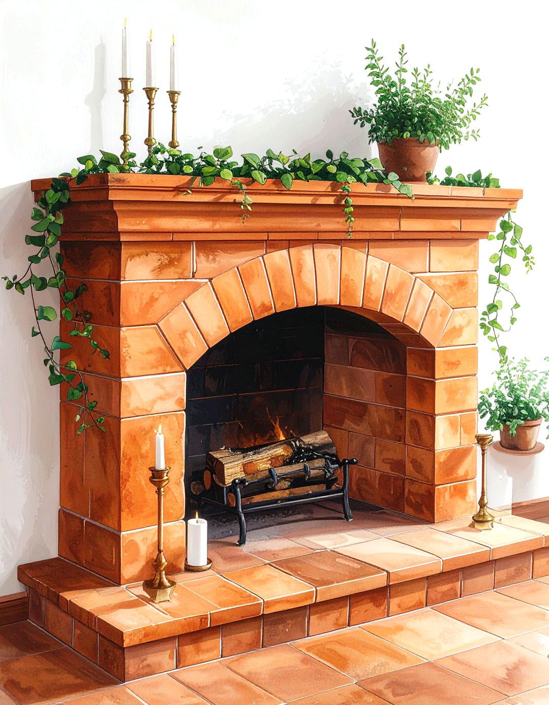 Terracotta Fireplace Mantel - 30 terracotta decor ideas