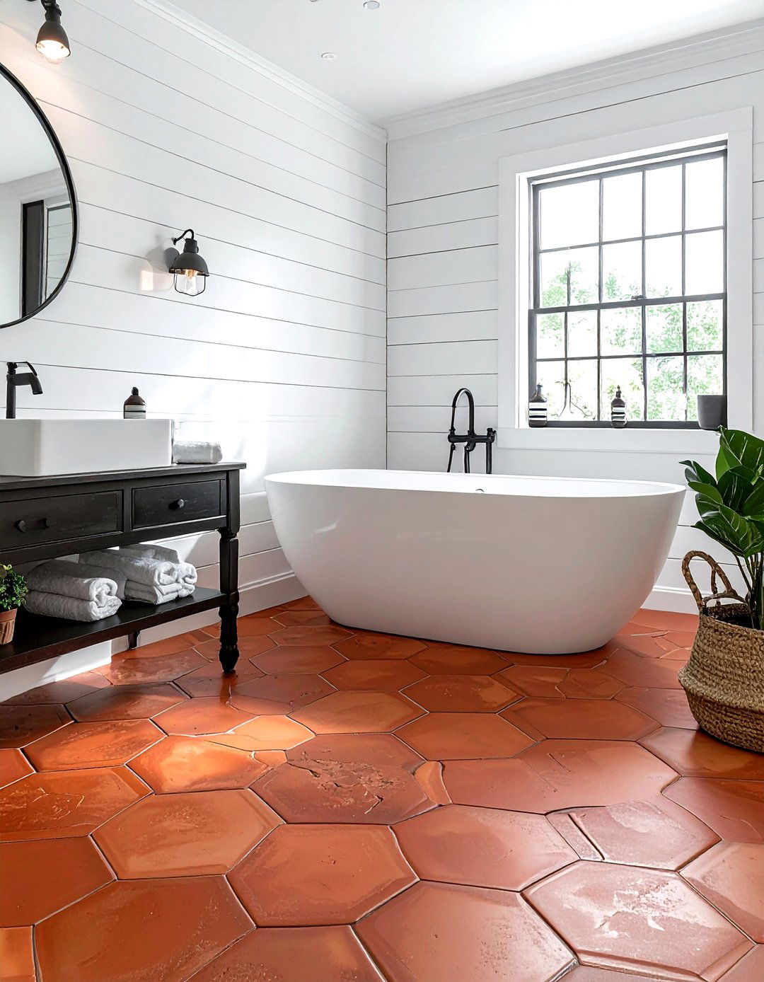 Terracotta Floor - 30 viral bathroom ideas