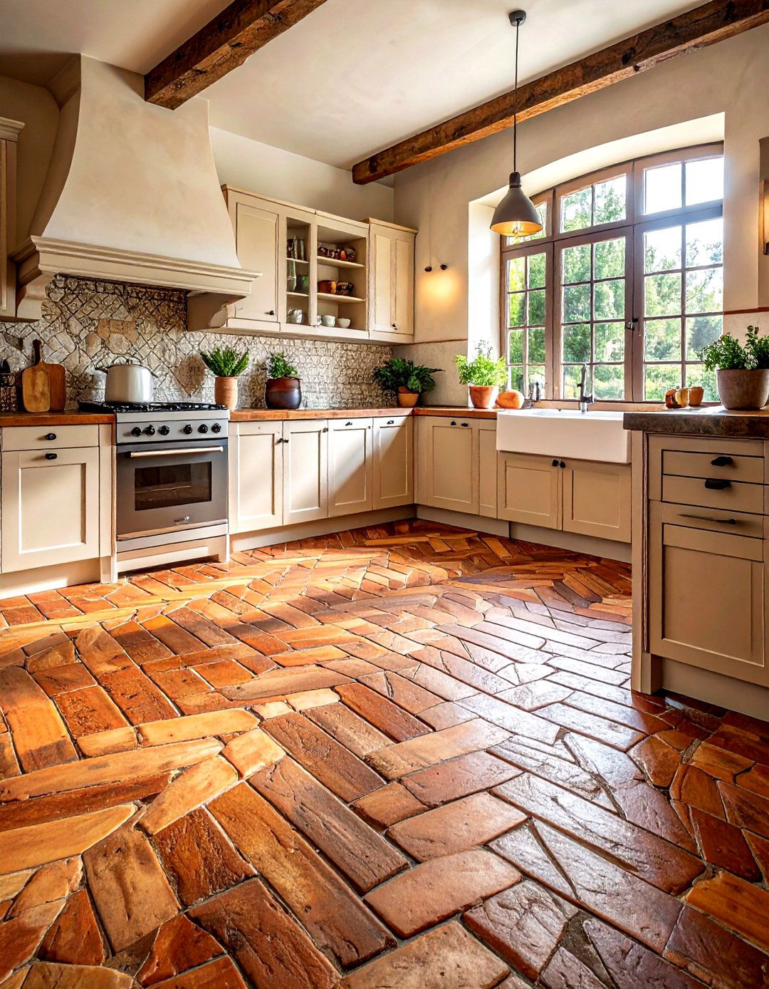 Terracotta Floor Brick - 30 kitchen statement piece ideas