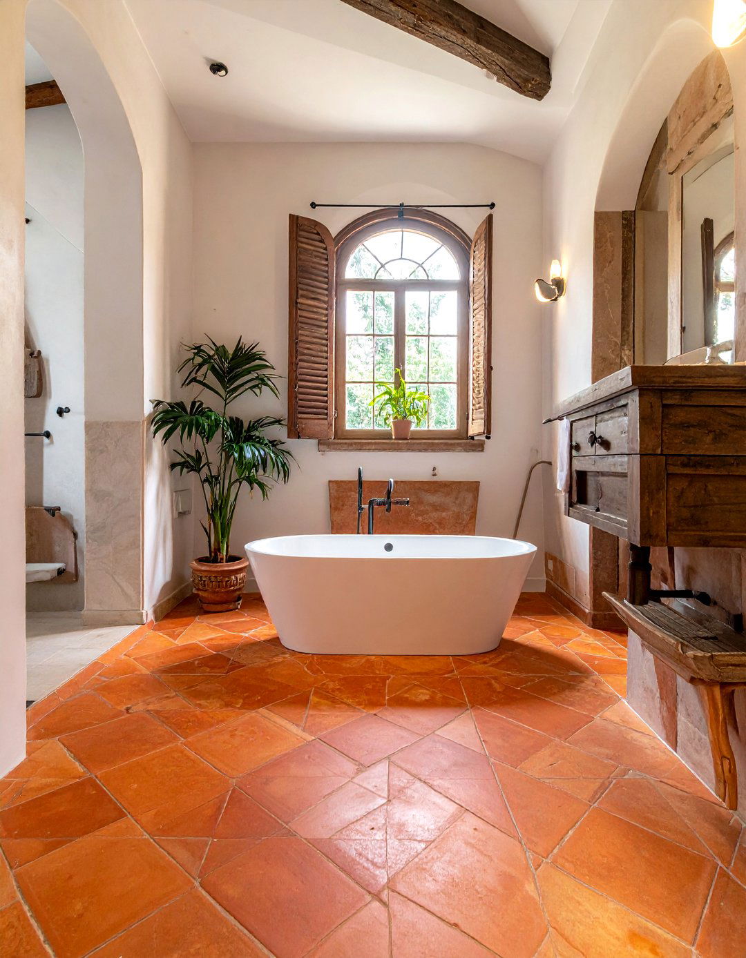 Terracotta Floor Tile - 30 Tuscan bathroom ideas