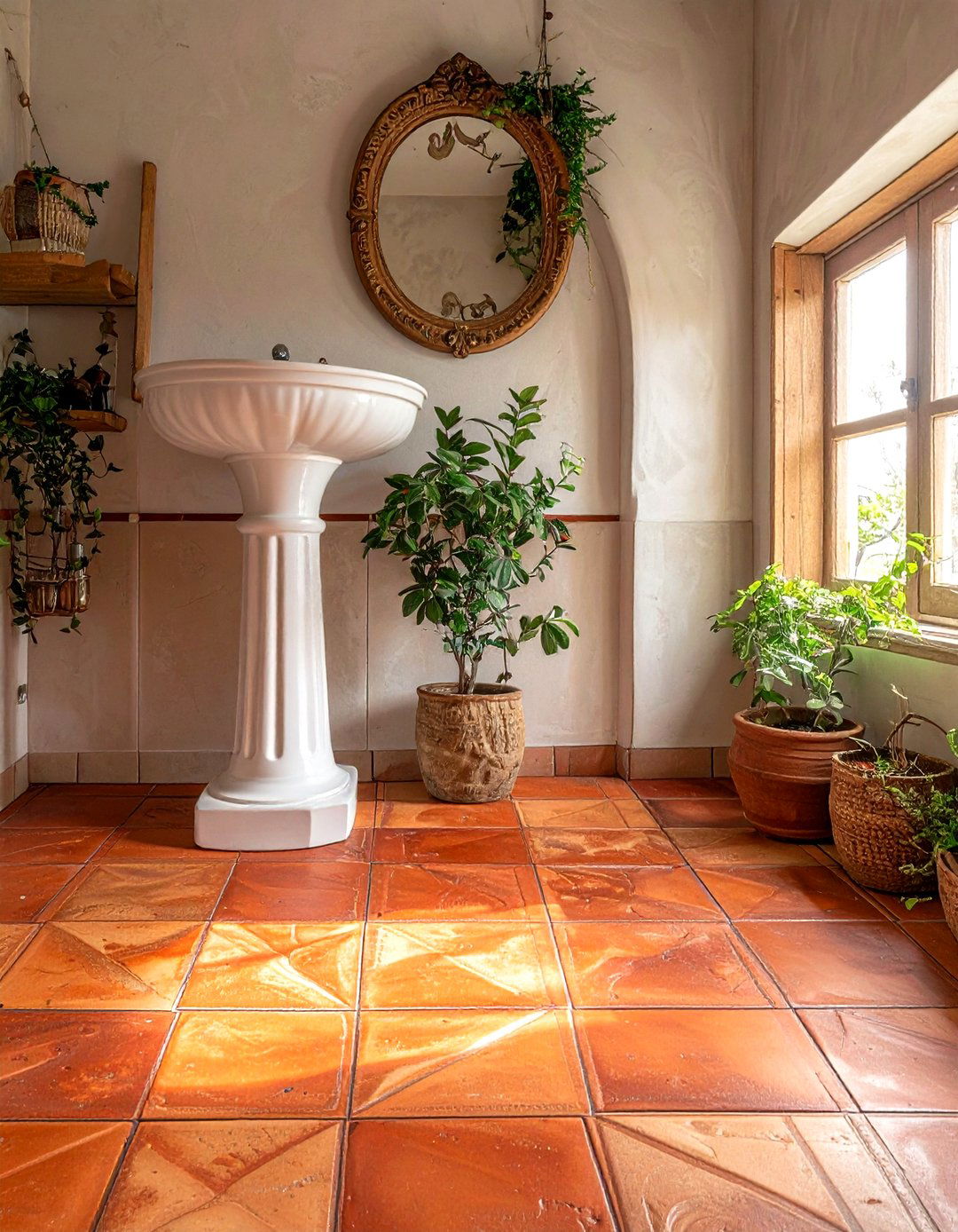 Terracotta Floor Tile - 30 bathroom renovation ideas
