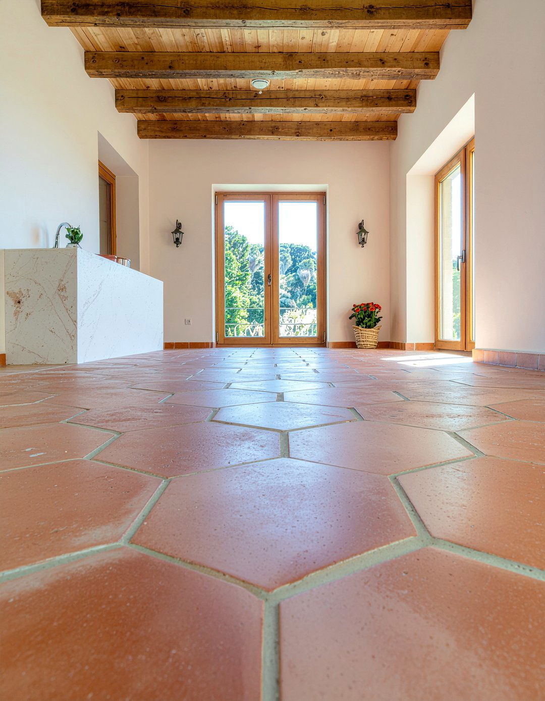 Terracotta Floor Tiles - 30 layered kitchen ideas