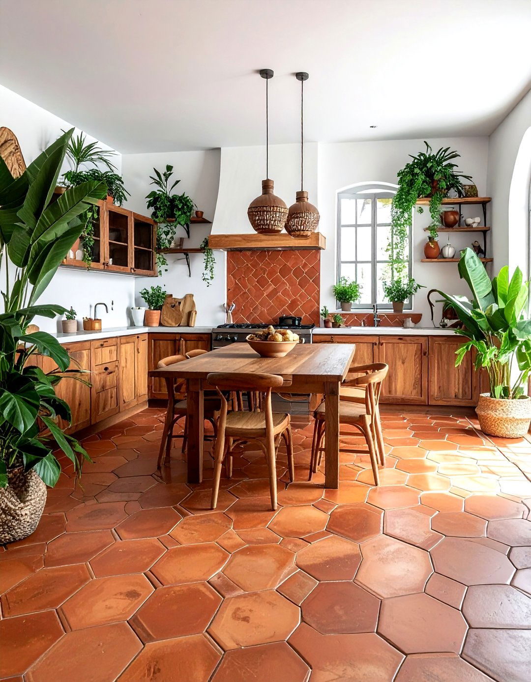Terracotta Floor Tiles - 30 Bohemian kitchen ideas