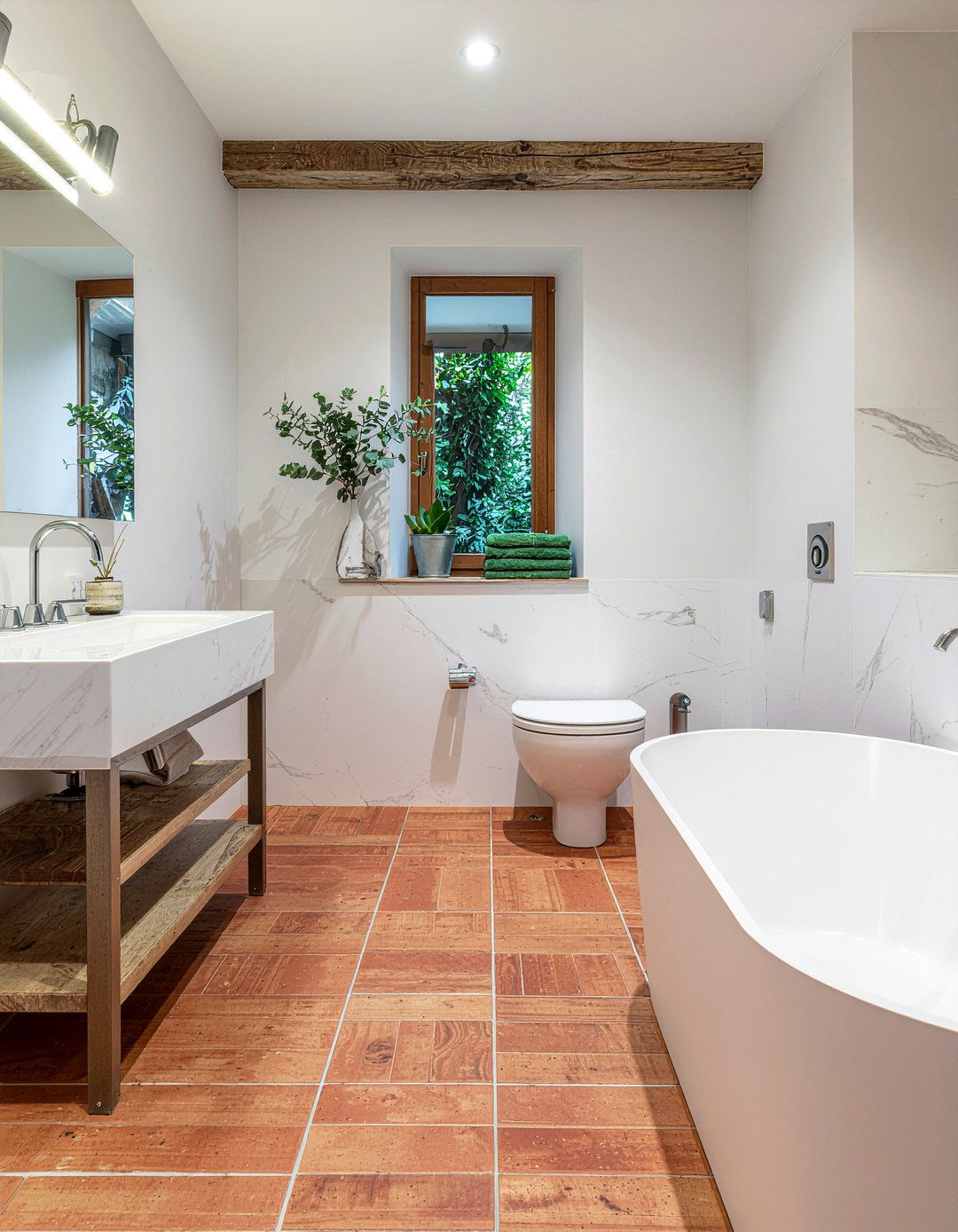 Terracotta Fluted Tile Bathroom - 30 fluted tile bathroom ideas