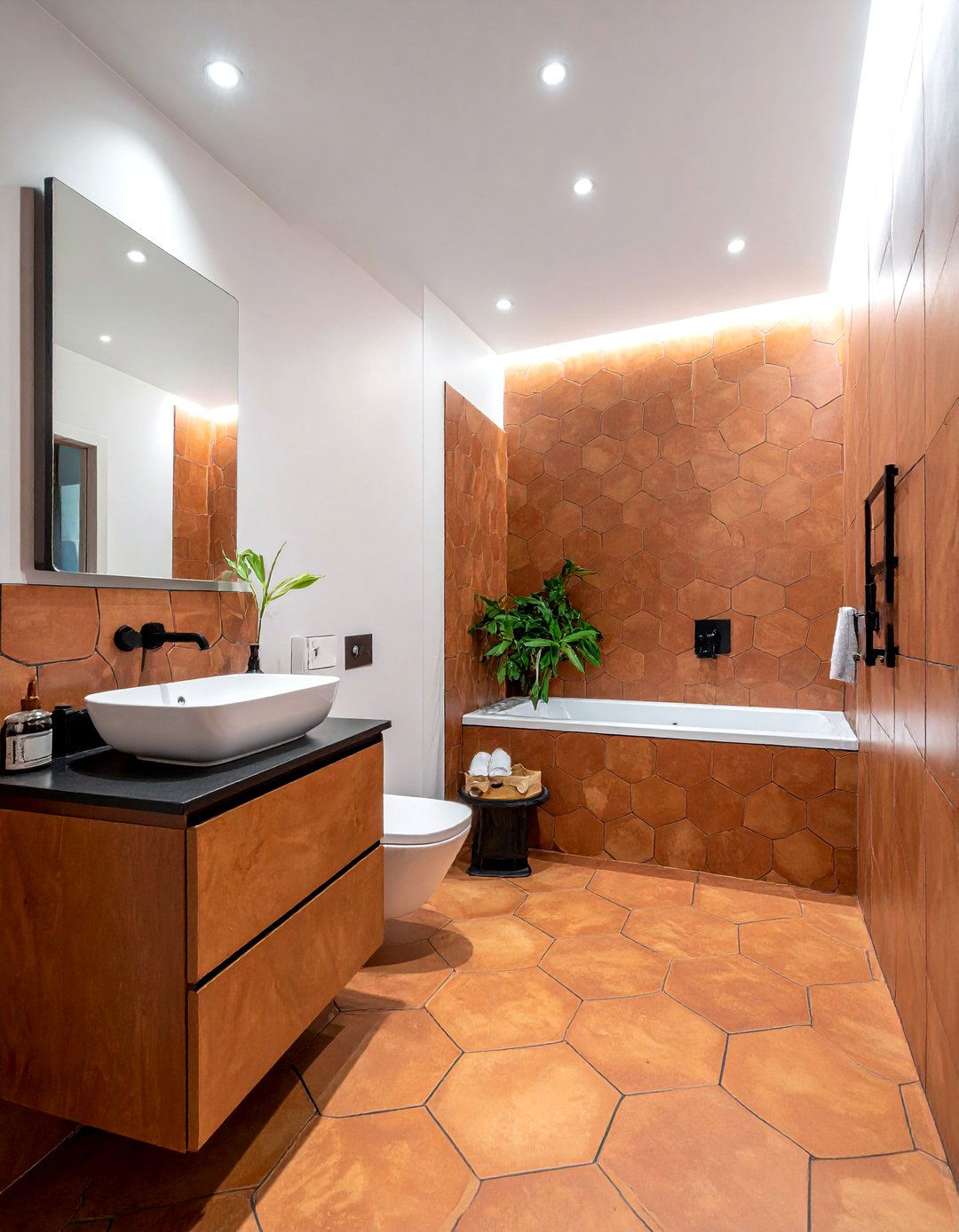 Terracotta Hexagon Tile Bathroom - 30 terracotta bathroom ideas